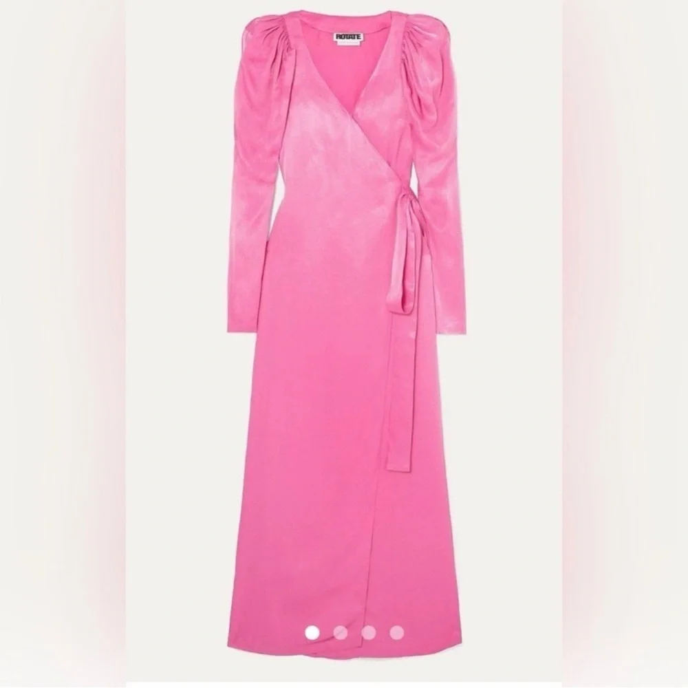 rotate satin wrap dress ROTATE satin wrap midi dress with a crossover Light blue ROTATE Birger Christensen